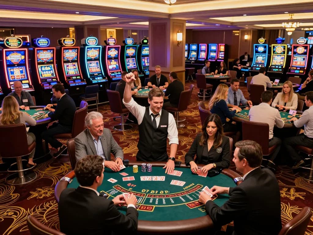 Engaging casino scene depicting players immersing in gameplay strategies at casinosscope.
