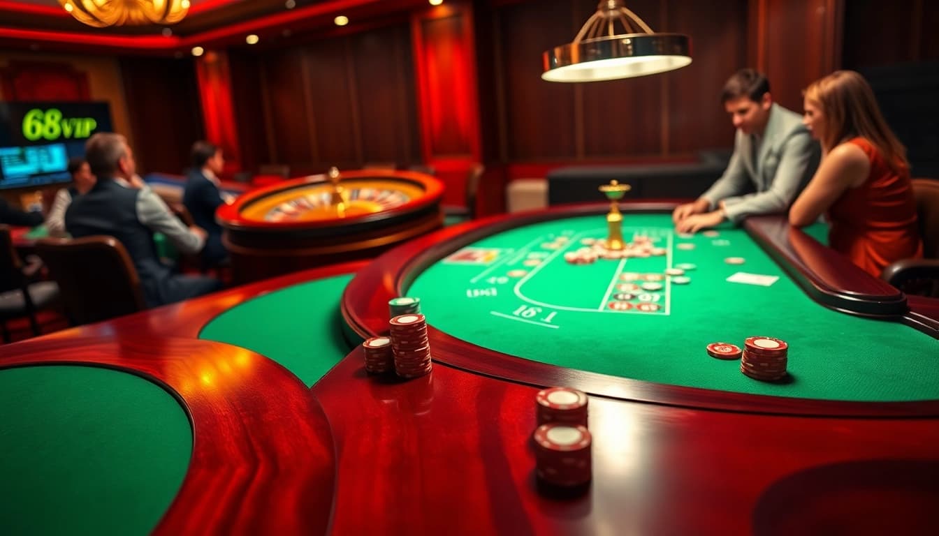 Experience the thrill of 68VIP with vibrant casino tables and engaging gameplay.