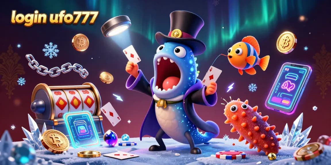 Experience the excitement of login ufo777 with a vibrant casino-themed illustration featuring luminescent sea creatures.
