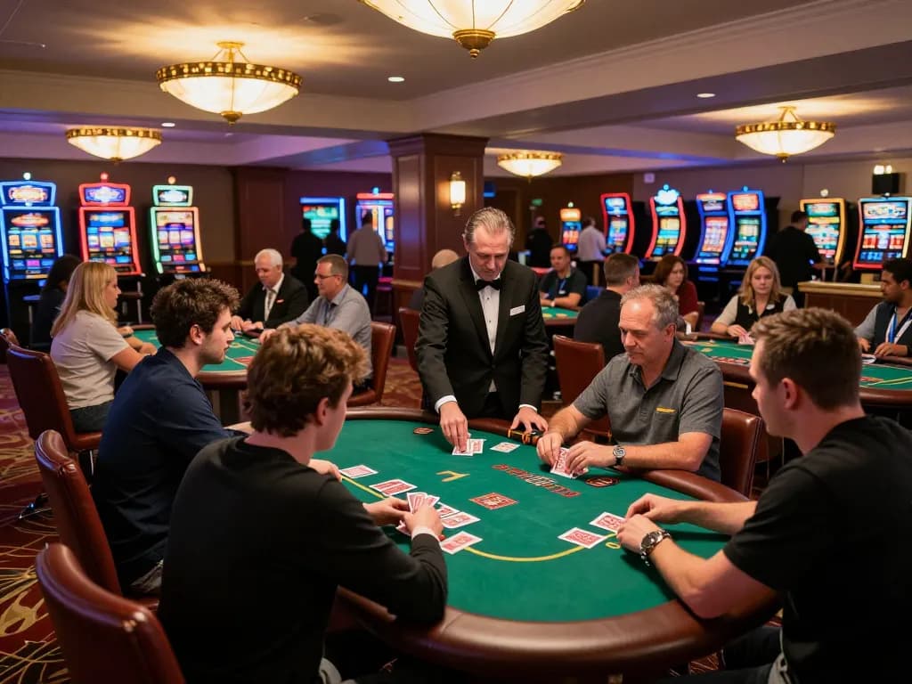 Engaged players at uu88 blackjack tables showcasing intense gaming strategies in a lively casino atmosphere.