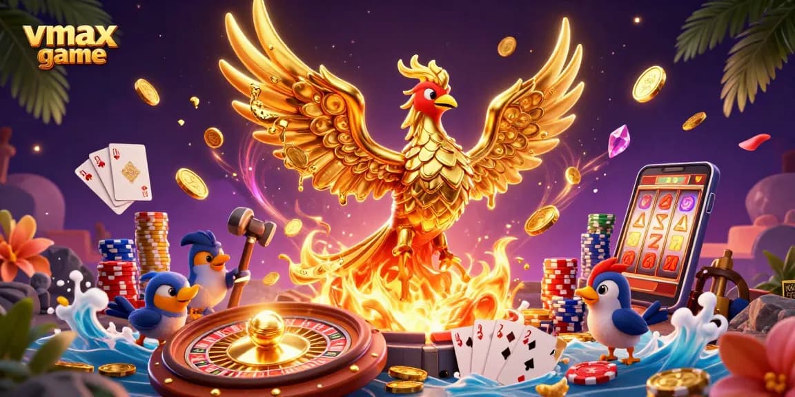 Experience the exhilarating vmax game with dynamic golden phoenix and casino elements.