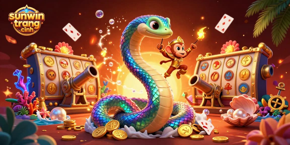 Experience vibrant gameplay at sunwin trang chính with colorful slot reels and a lively 3D scene.