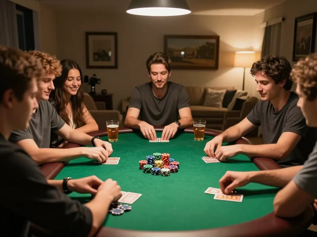 Experience thrilling poker gameplay at Nagapoker with friends in a cozy home setting