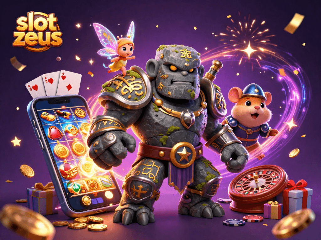 Experience the thrill of slot zeus with a magical gaming scene featuring exciting characters and vibrant game elements.