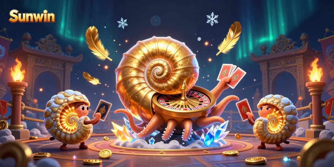 Engage with Sunwin's thrilling casino experience through a vibrant 3D digital illustration.