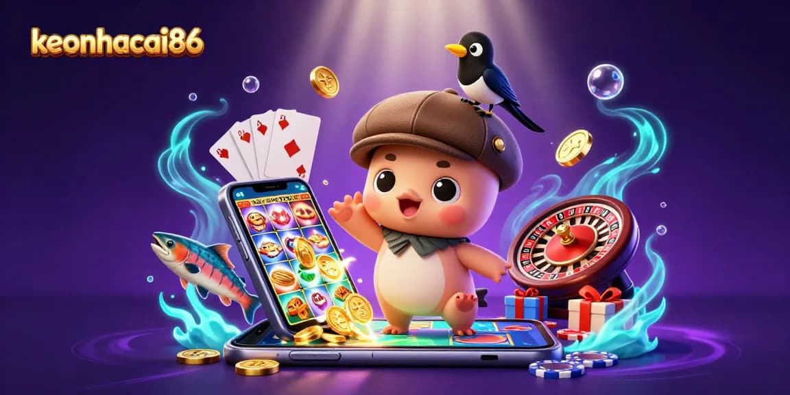 Engaging scene of keonhacai86 featuring playful Nessie and casino elements showcasing vibrant slot action.