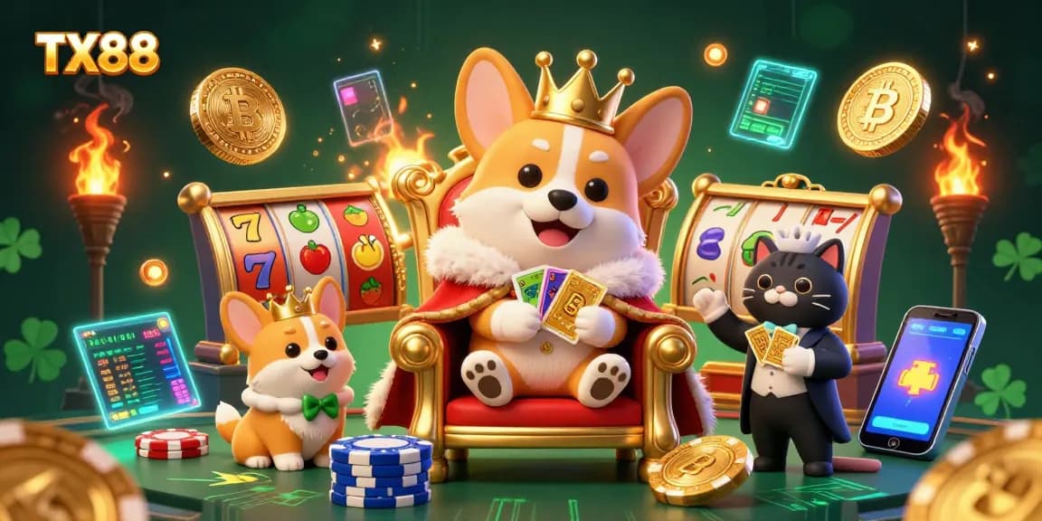 Spin the reels at TX88 with vibrant fruits, royal characters, and dazzling cryptocurrency elements!