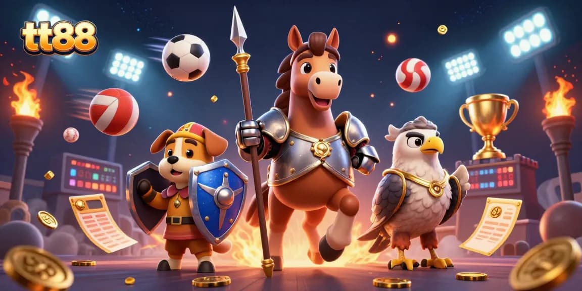 Experience thrilling gameplay at tt88 with knights and gaming elements in a vibrant 3D scene.