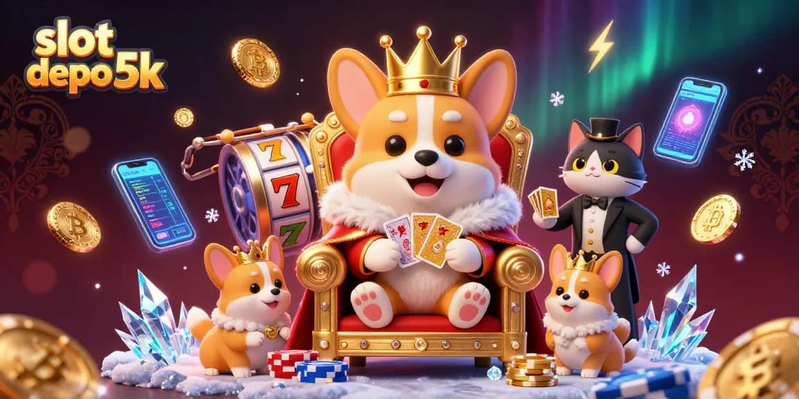 Experience high-stakes excitement with slot depo 5k in this vibrant gaming illustration.