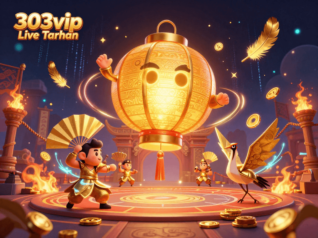 Experience the thrill of 303vip Live Taruhan with vibrant characters and a dynamic casino scene.