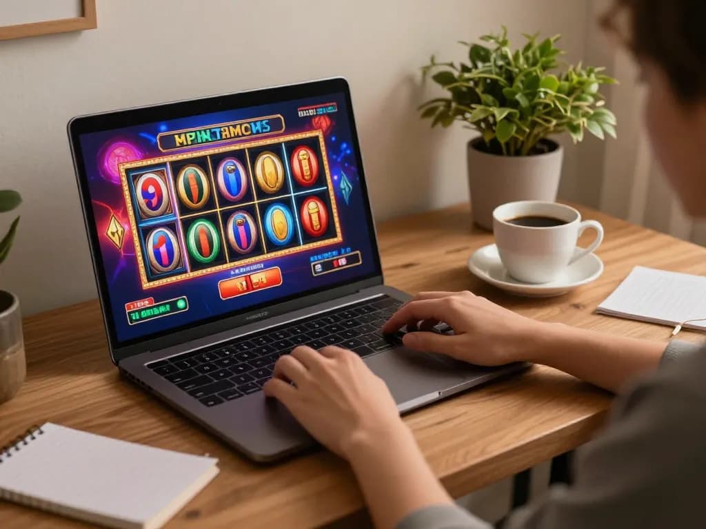 Experience dynamic online gaming with vt88 showcasing vibrant slot action in a stylish home setup