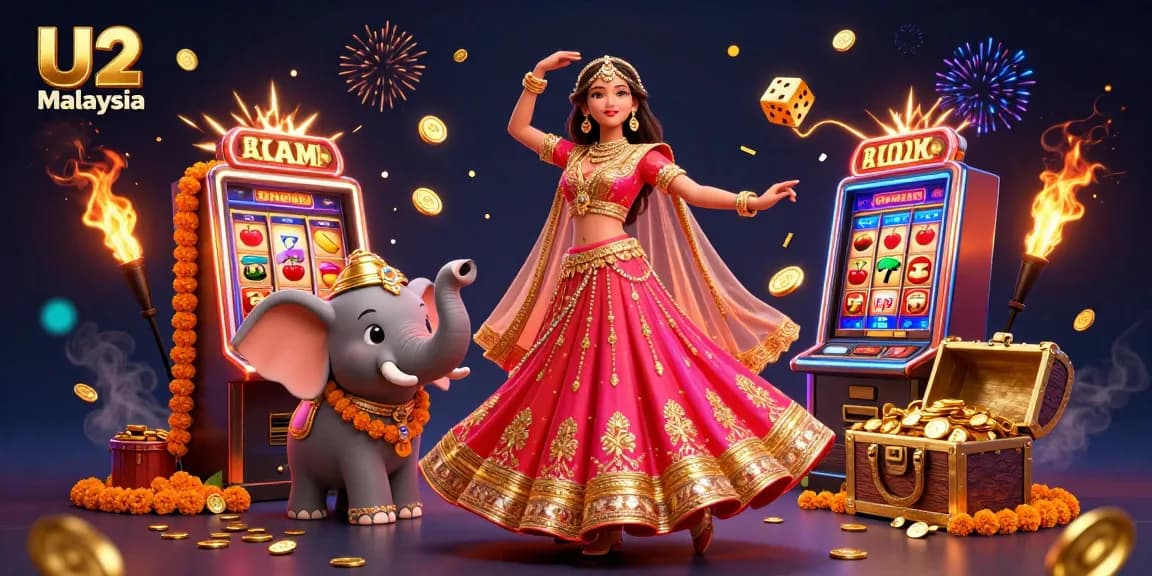 Experience dynamic gaming with U2 Malaysia, showcasing vibrant slot machines and a joyful casino atmosphere.
