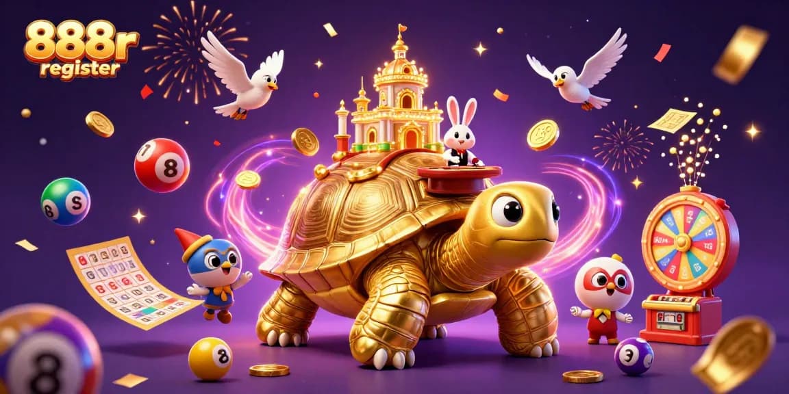 Join the excitement with 888r register, a vibrant scene of a tortoise casino with action-packed games.