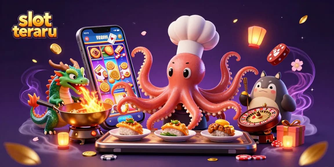 Experience the excitement of slot terbaru with an illustrated scene featuring characters and slot elements