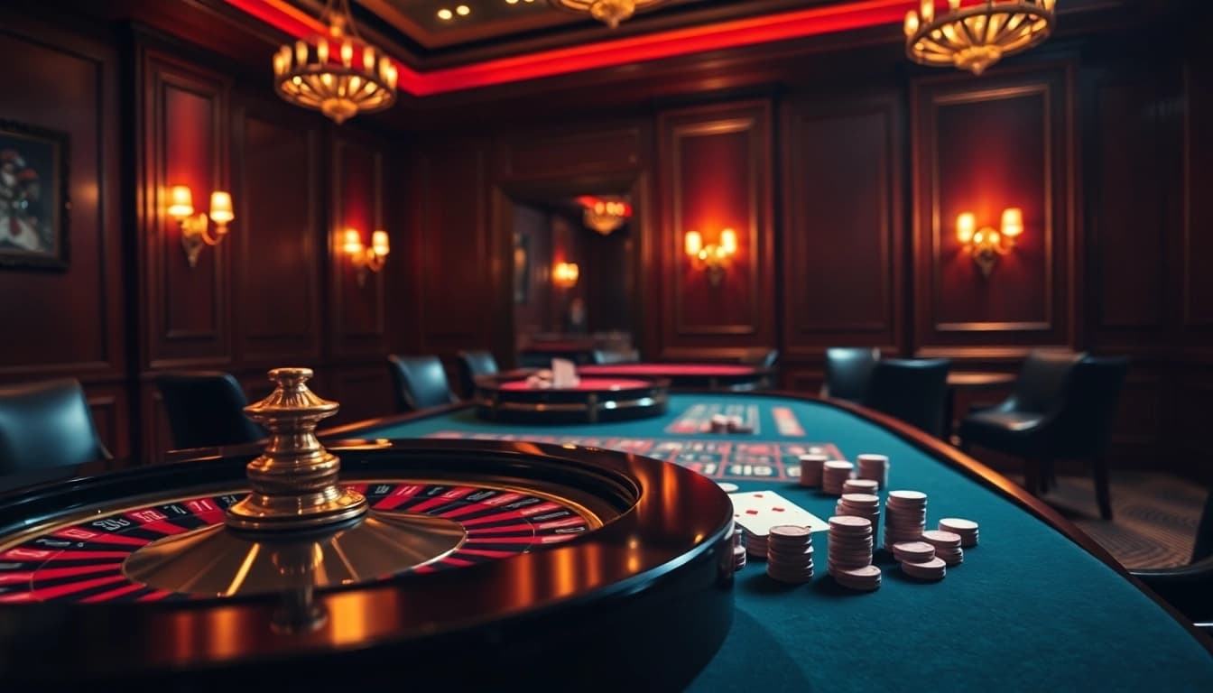 Permainan mahongtoto di meja roulette yang elegan dan mewah, menarik perhatian pemain.