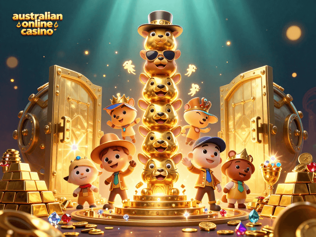Experience thrilling action at the australian online casino with stacked totem poles, gems, and riches.