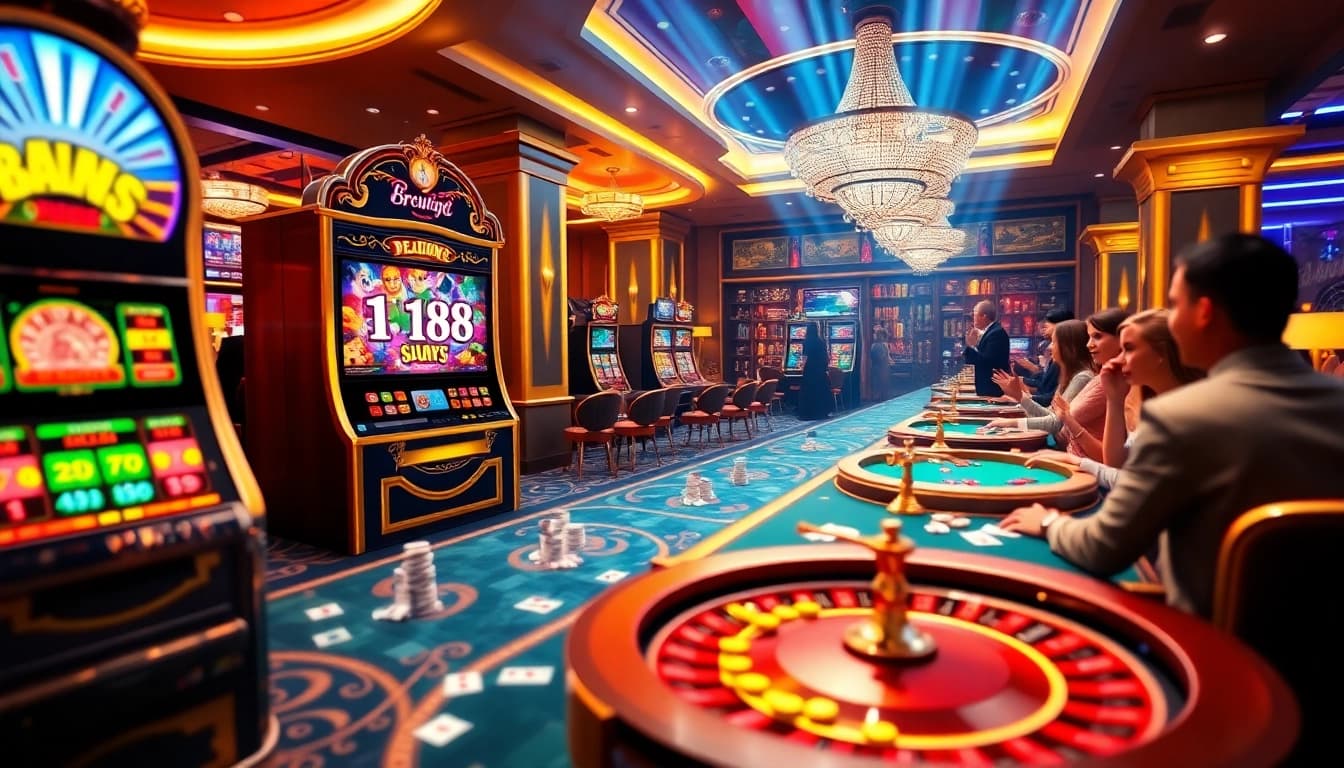 Engage with Bro138 slot at an exciting casino with vibrant machines and thrilling gaming atmosphere.