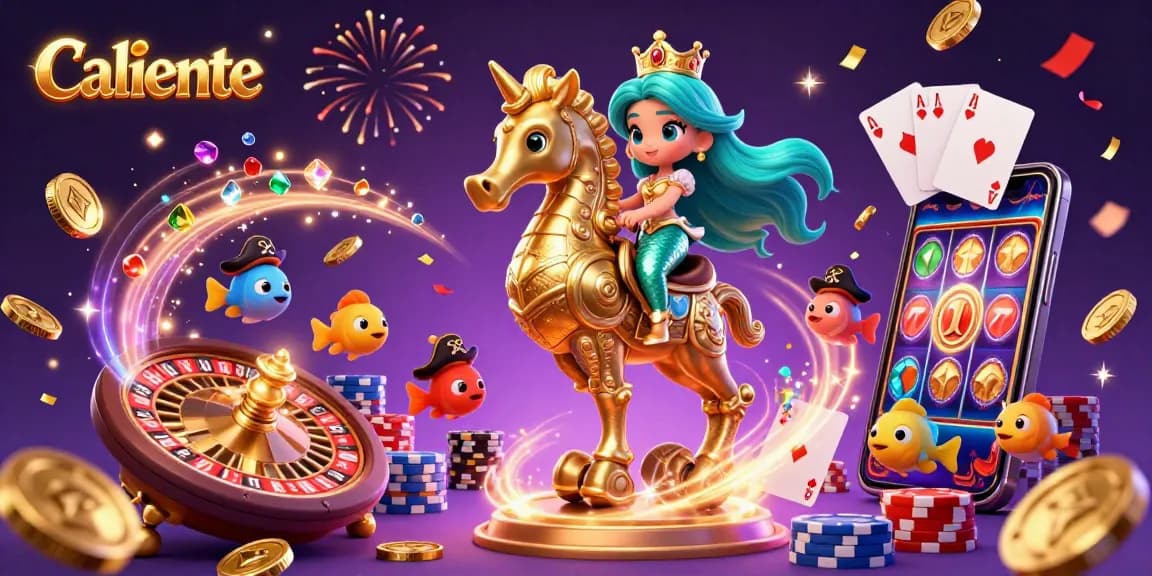 Experience thrilling gambling action with Caliente, featuring a magical mermaid, dazzling casino elements, and vibrant visuals.