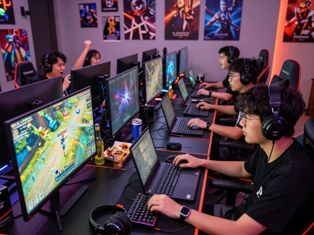 Engaged players enjoying thrilling online games at 88aa with vibrant lighting and competitive atmosphere.