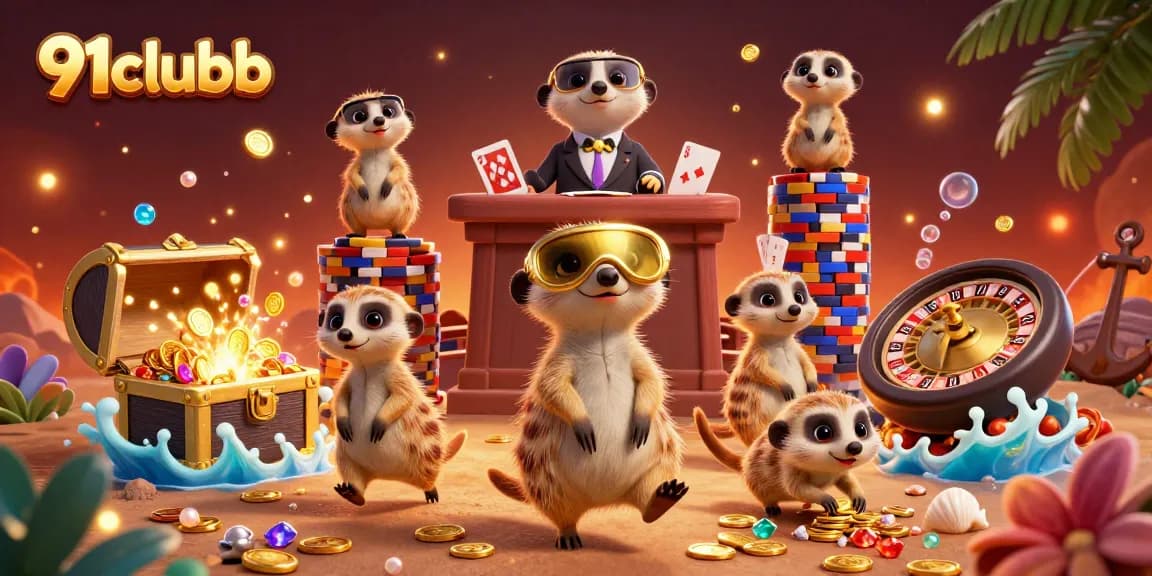 Experience the excitement of 91clubb with meerkats running a lively casino.