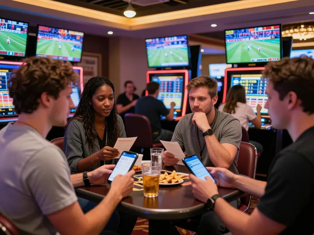 Betting insights shared among enthusiasts during an exciting live sports betting event with nano banana flash displayed on devices.