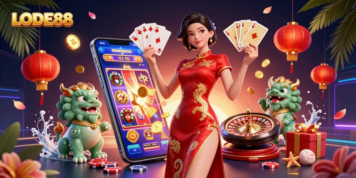 Engage with LODE88's vibrant online casino through stunning slot games and dynamic character design.