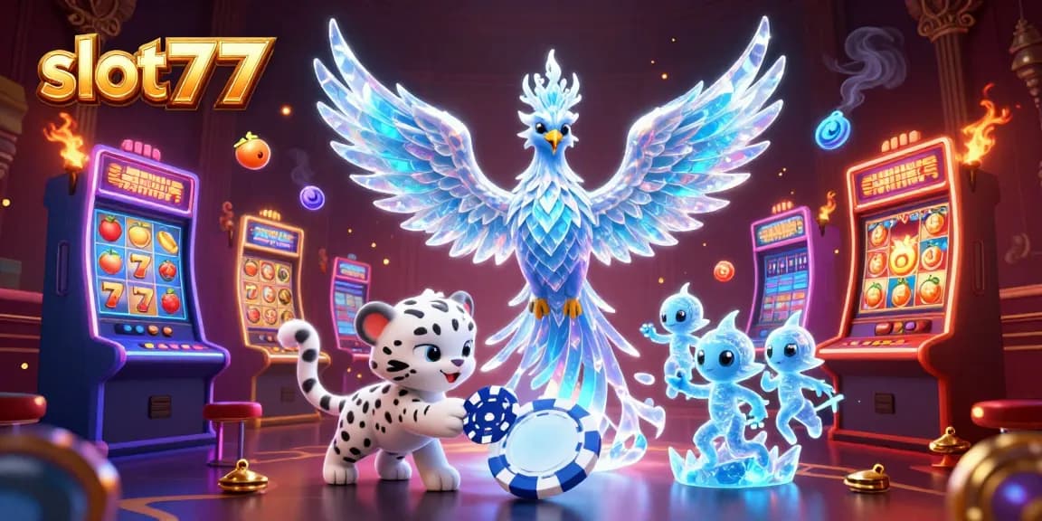 Experience the excitement of slot777 with vibrant symbols and characters in a dazzling casino scene.