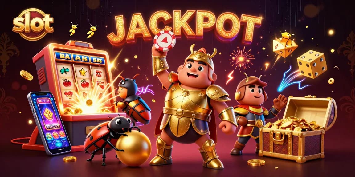 Menangkan slot dengan karakter bersenjata dan mesin slot meledak dengan koin berkilau.