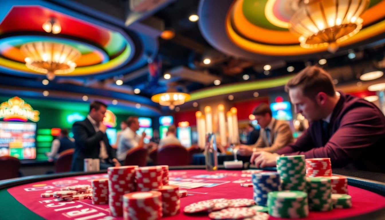 Spieler, die Casinospielen mit intensiver Konzentration im Casino erleben.