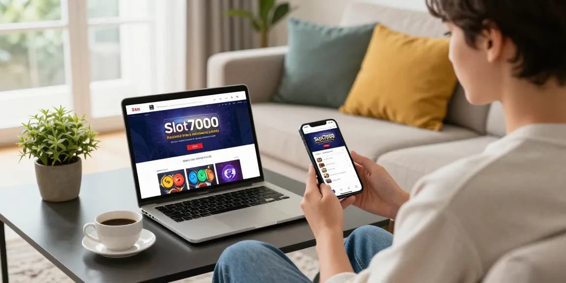 Experience seamless login with Slot7000 on mobile devices in a cozy home setting.