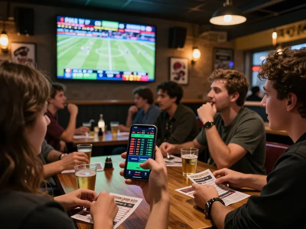 Fans placing bets on sports events shown in HM88 app during an exciting game viewing experience.