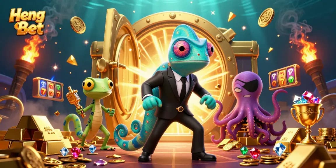 Experience the thrill of Heng Ong Bet with vibrant casino characters amidst dynamic game elements.