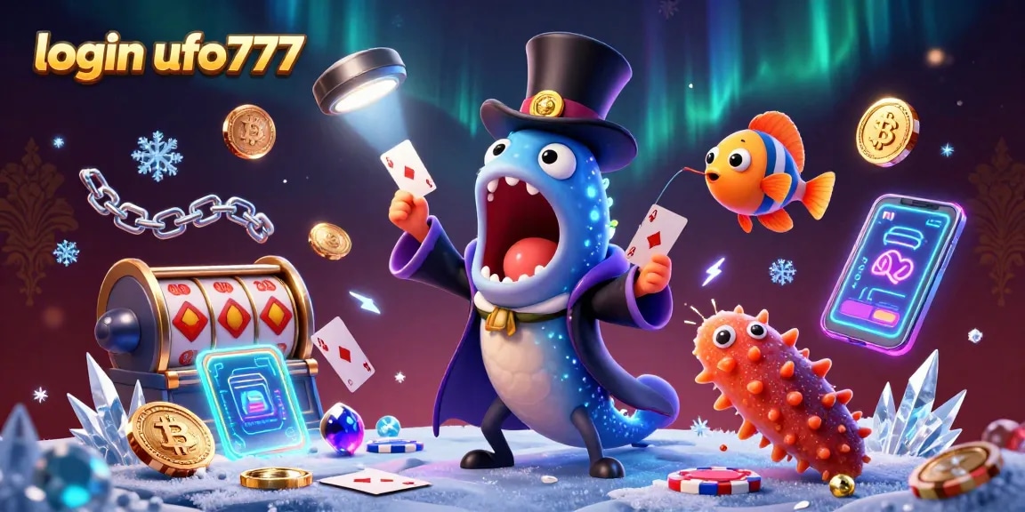 Experience the excitement of login ufo777 with a vibrant casino-themed illustration featuring luminescent sea creatures.