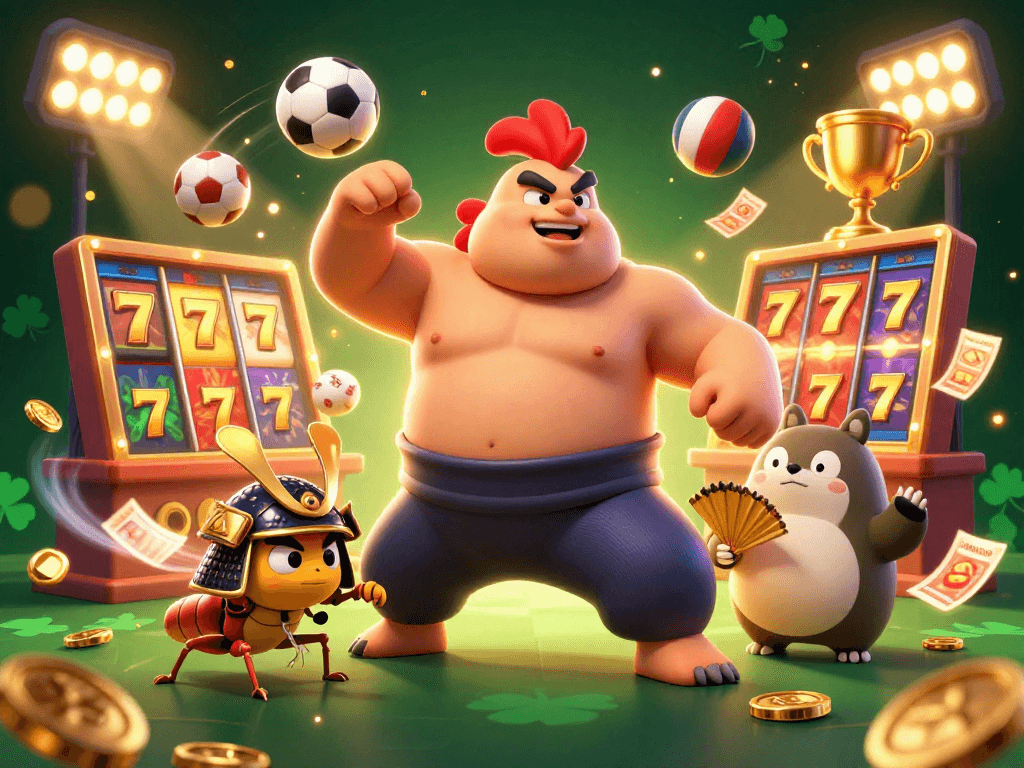 Engage with slot gacor for exciting gaming at this dynamic casino illustration featuring vibrant characters.