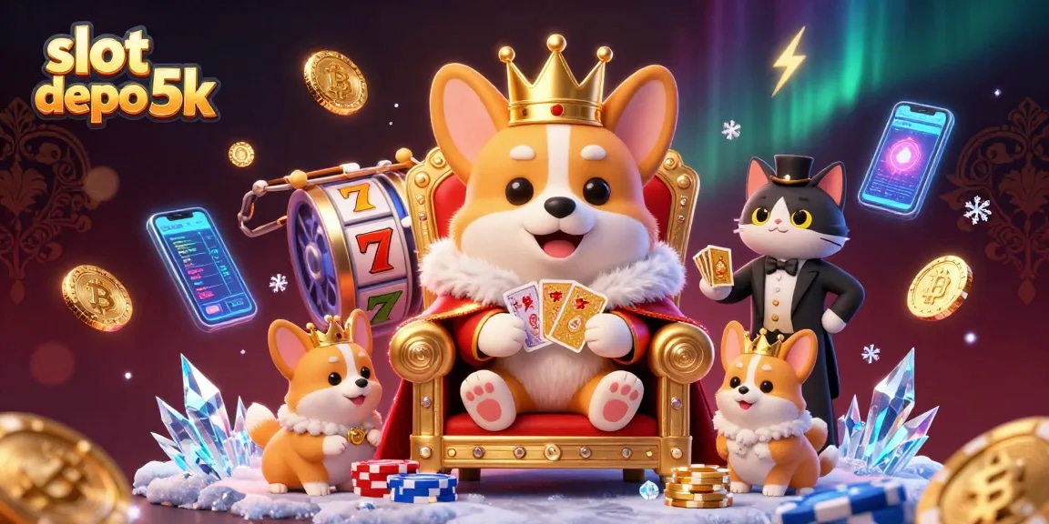 Experience high-stakes excitement with slot depo 5k in this vibrant gaming illustration.