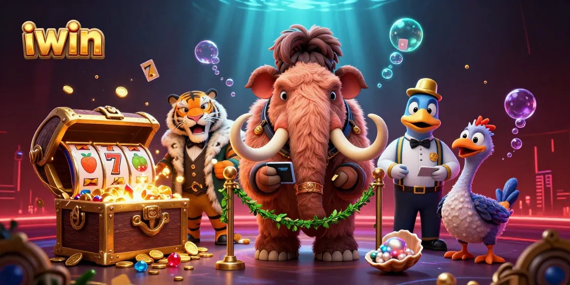Experience the excitement of iwin with a vibrant casino scene featuring unique characters and elements.