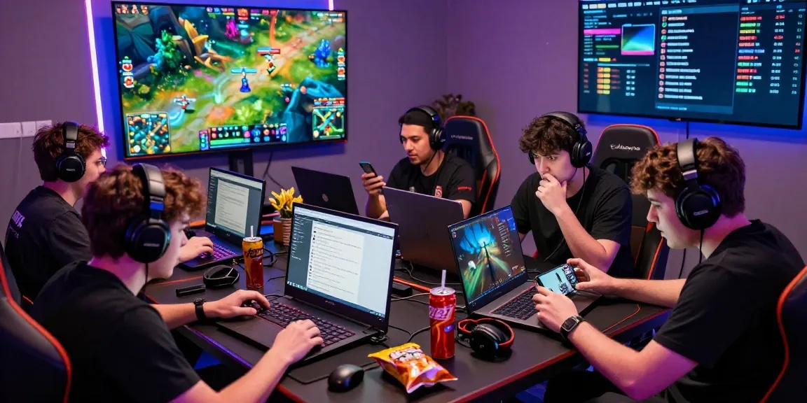 Players engaging in online games on mahajitu platform, showcasing excitement and vibrant graphics in an energetic gaming environment.