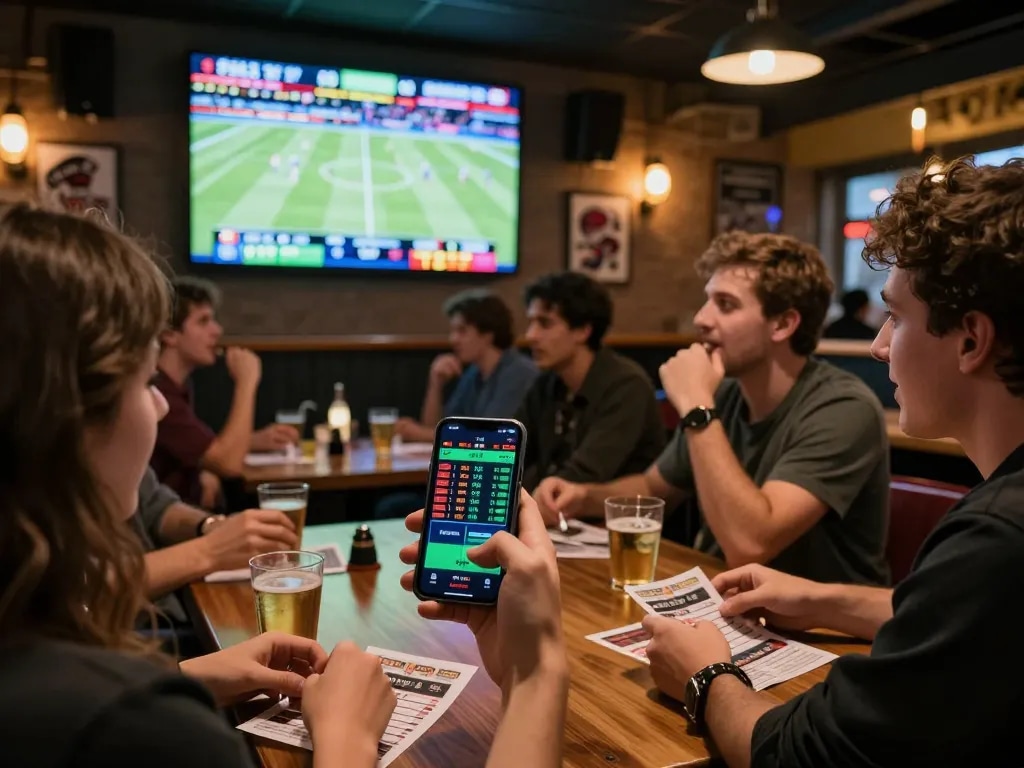 Fans placing bets on sports events shown in HM88 app during an exciting game viewing experience.