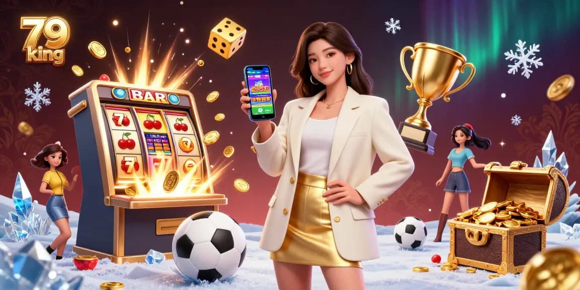 Bet on 79 king's exciting games with this vibrant casino illustration featuring dynamic elements.