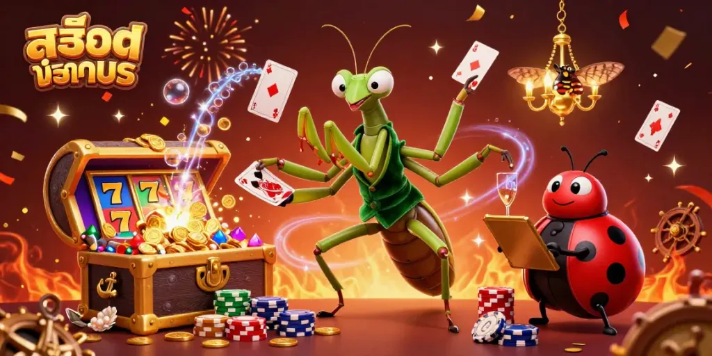 Experience thrilling สล็อตทดลอง action with vibrant elements throughout a dynamic casino scene.