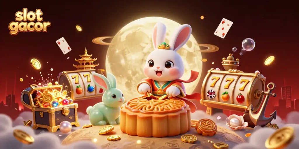 Experience the excitement of slot gacor with a lively 3D illustration featuring playful characters and casino elements.