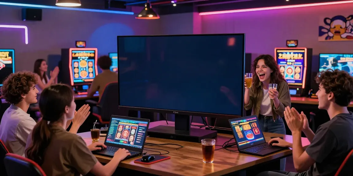 Pengguna merayakan kemenangan jackpot sambil login jptoto di ruang permainan modern.