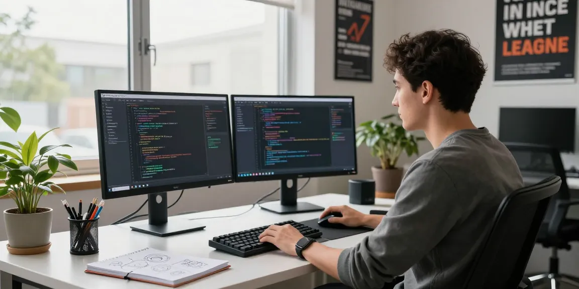 Kobold AI developer coding in a modern workspace, showcasing innovation and technology.