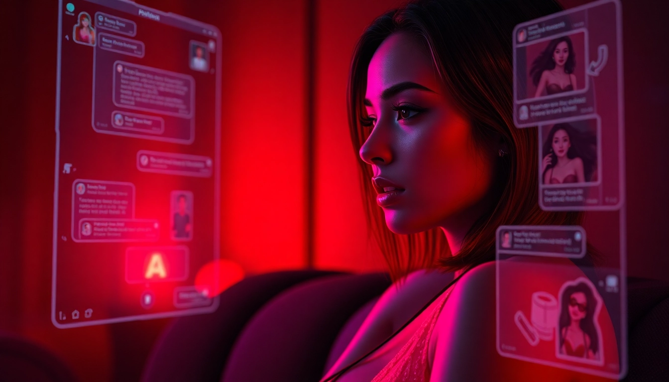Engaging NSFW AI chatbot conversation in a sultry setting, showcasing innovative technology.