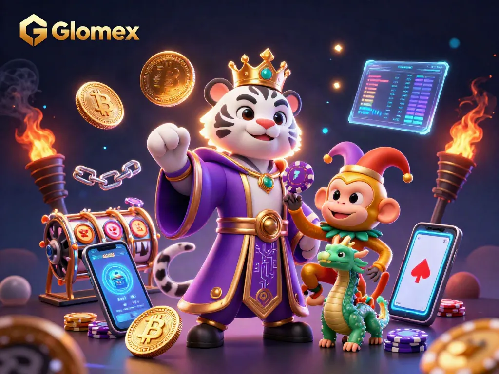 Experience thrilling wins with Glomex in a vibrant casino scene featuring a tiger and monkey.