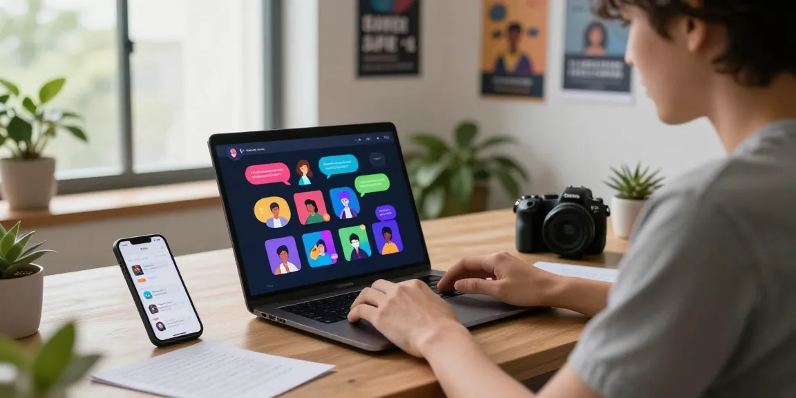 Tavern AI interface on a laptop in a productive workspace with vibrant character interactions.