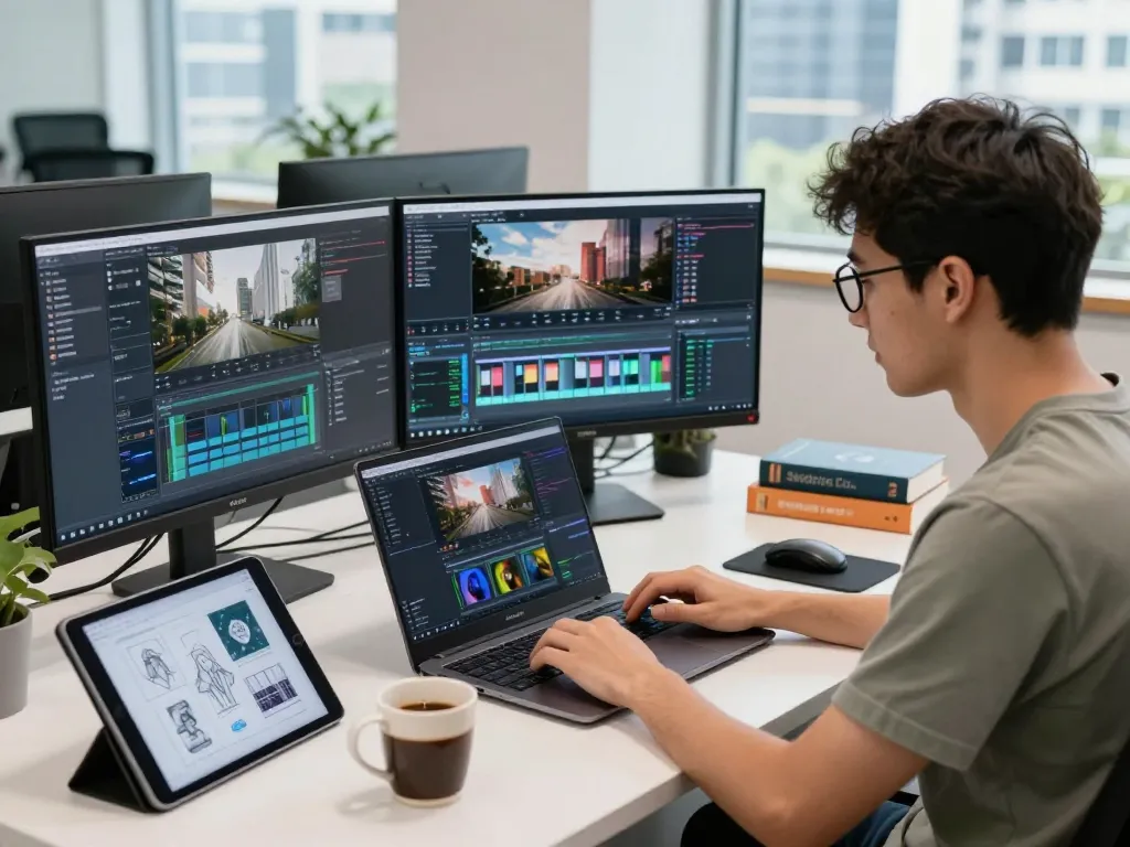 Developer using Seedance 2.0 for advanced AI video creation in a modern workspace.