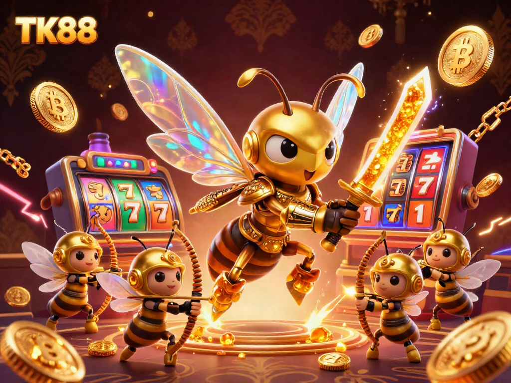 Experience the thrilling action of TK88 with 3D samurai hornet and colorful casino elements.