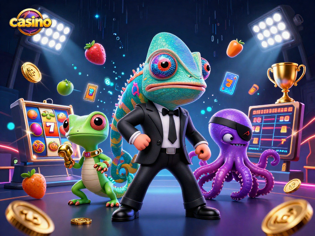 Engage in a thrilling casino adventure with vibrant characters and dynamic game elements.