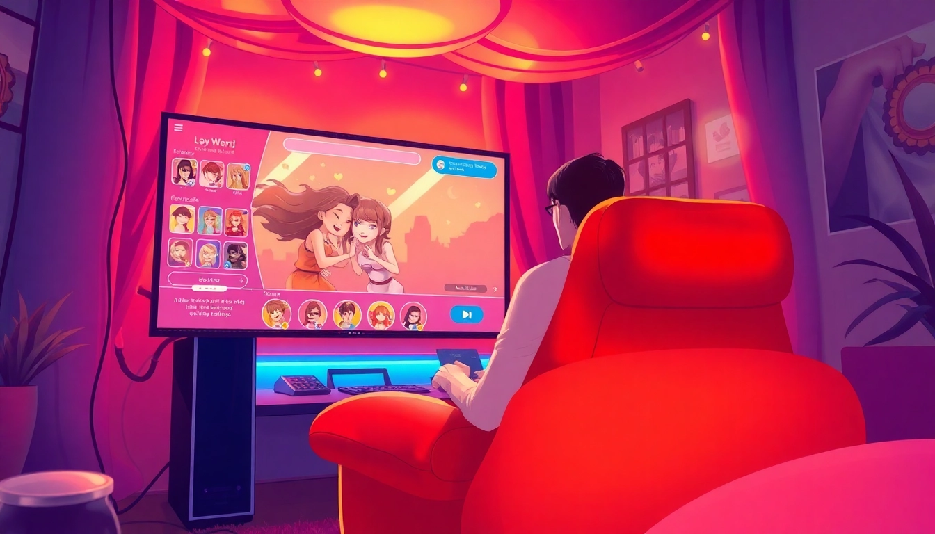 Interactive sex game setup with lively characters and cozy ambiance.